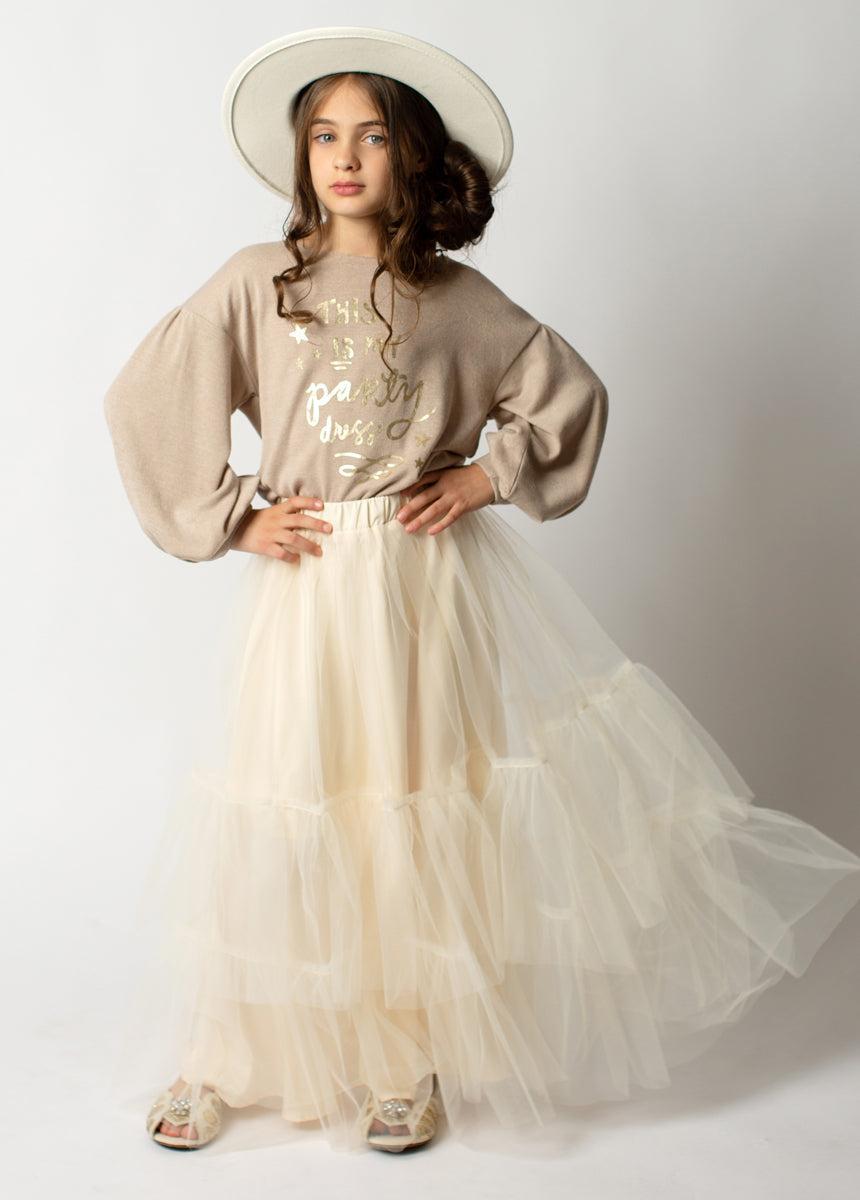 Zenni Skirt in Cream Girls Product Image