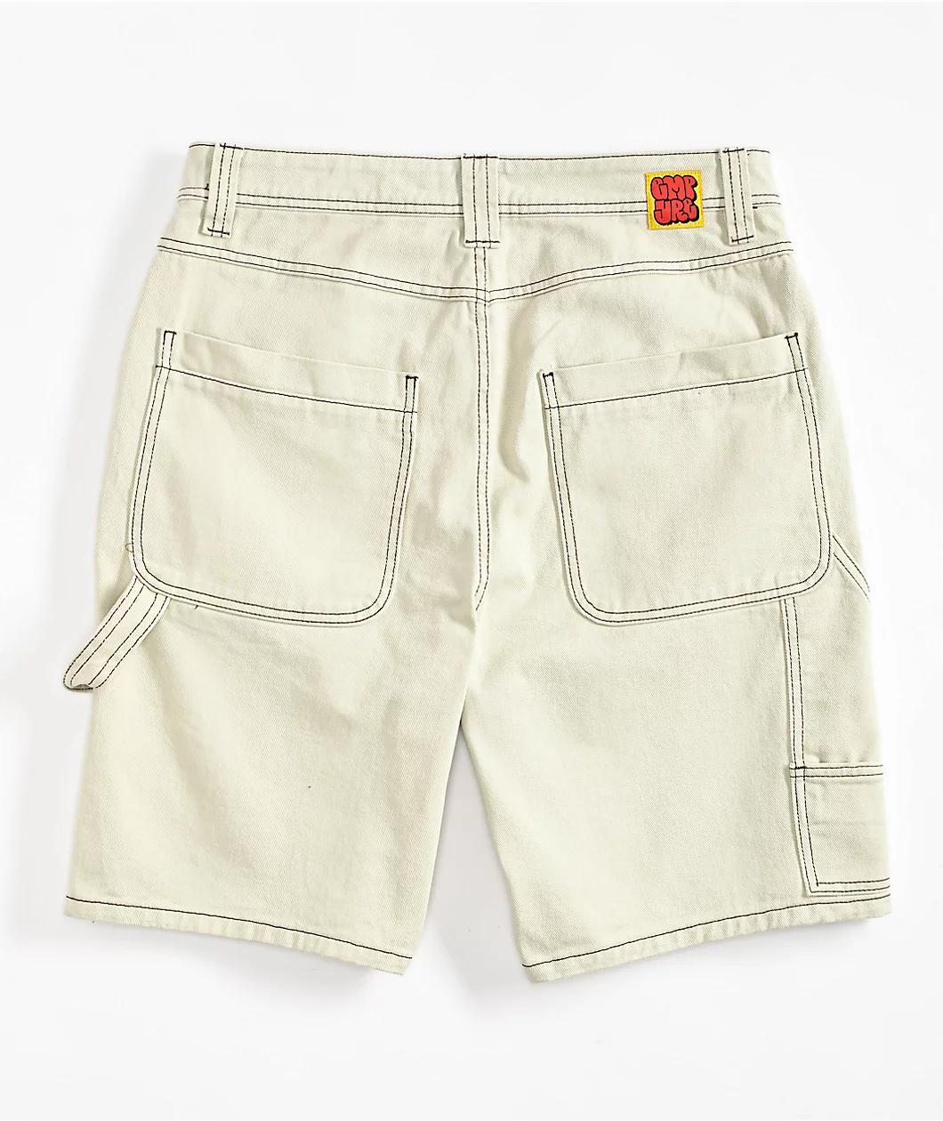 Empyre Loose Fit Double Knee Natural Denim Shorts Product Image