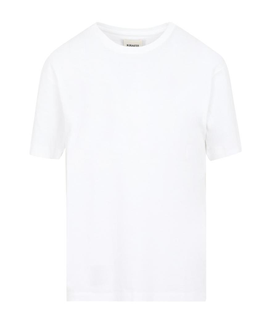 KHAITE Womens White Mae Brand-patch Cotton-jersey T-shirt In Cream Product Image