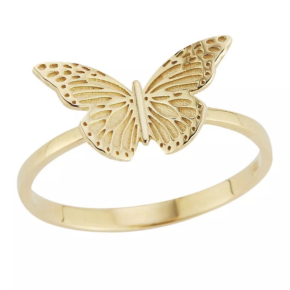 LUMINOR GOLD 14k Gold Textured Butterfly Ring, Women's, Size: 8, Yellow Product Image