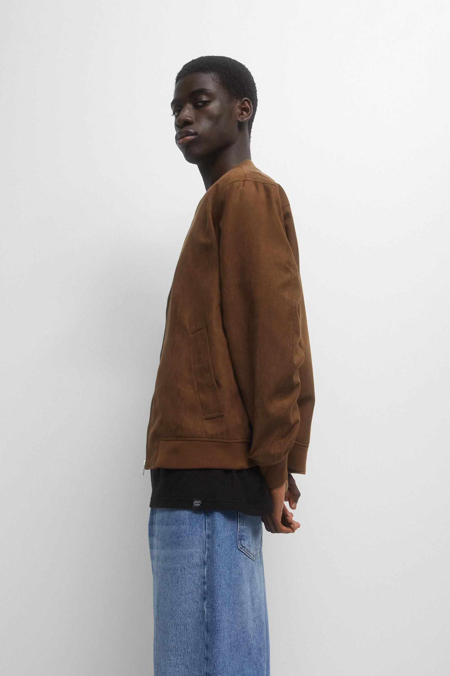 Faux suede bomber jacket Product Image