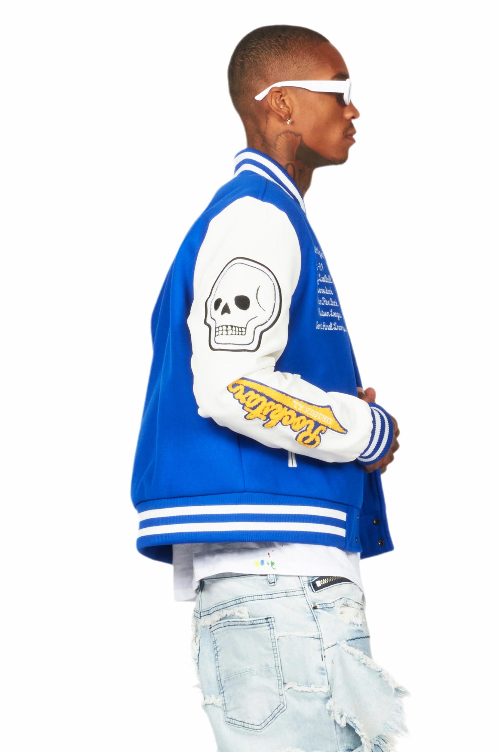 Ahjalee Royal Blue Oversized Varsity Jacket Female Product Image