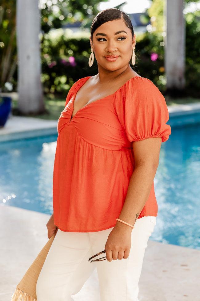 Caught Red Handed Notched Neck Red Short Sleeve Blouse FINAL SALE Product Image