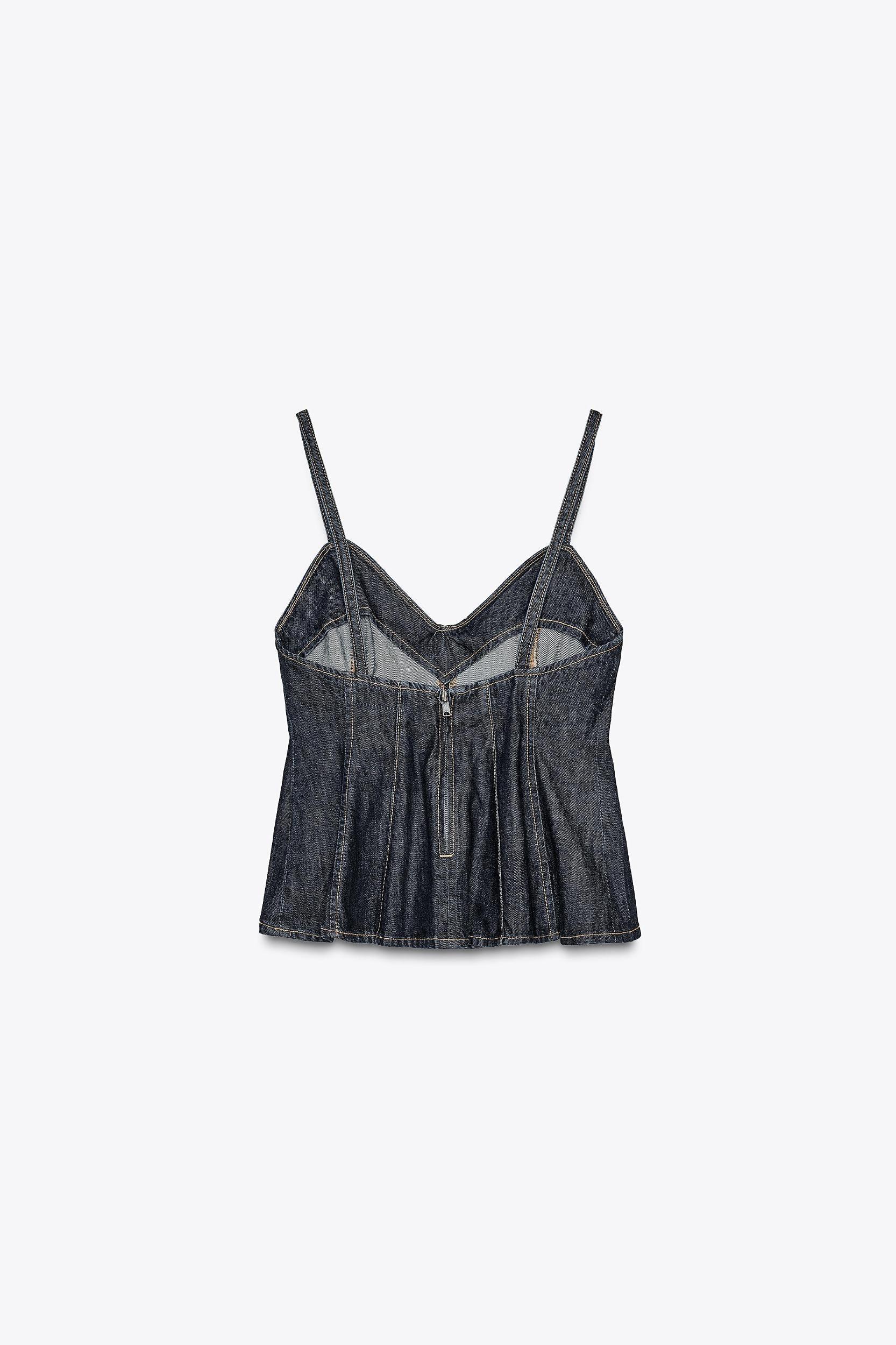 DENIM GODET TOP Product Image