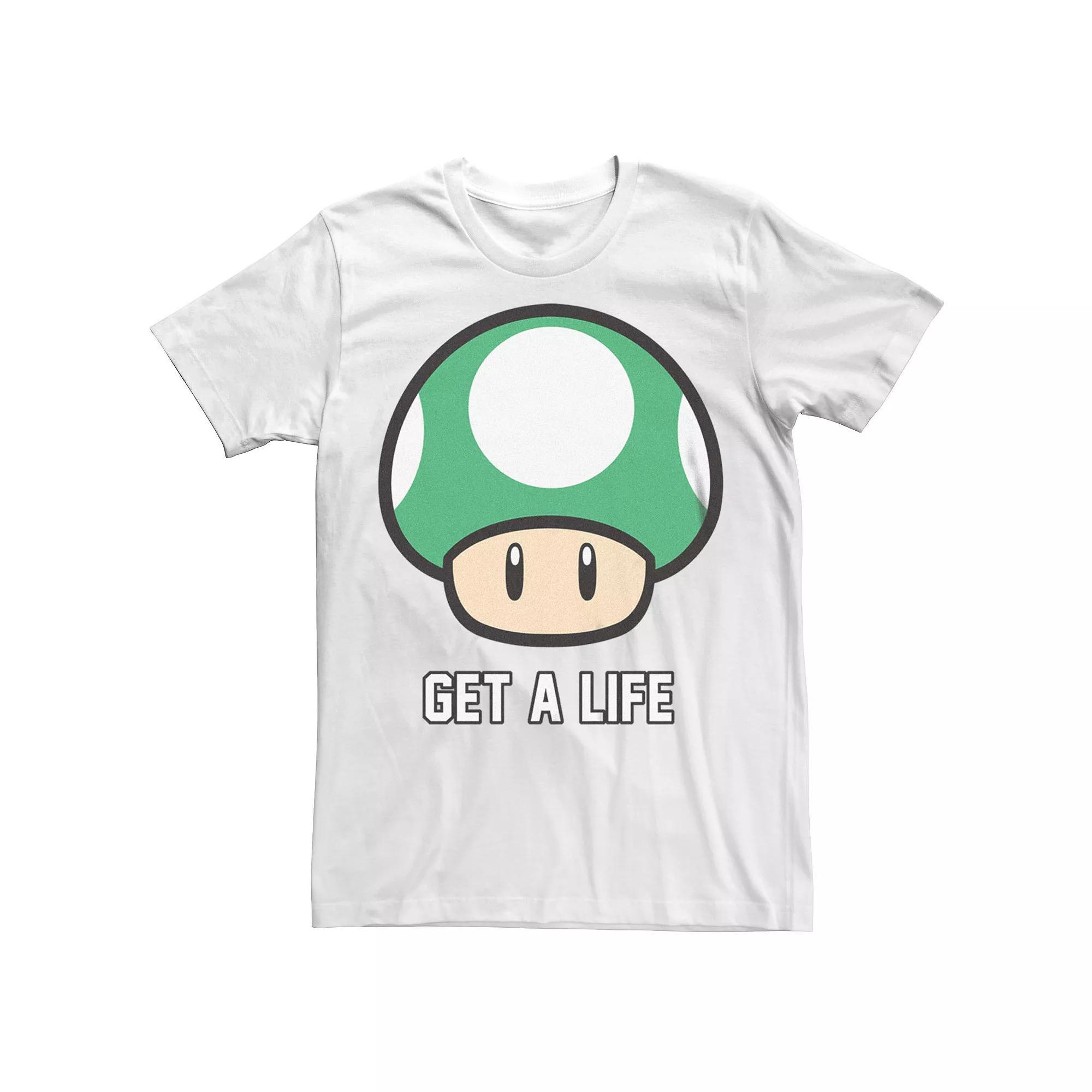 Men's Super Mario Bros 1-UP Mushroom Get a Life Graphic Tee, Size: XXL, White Product Image