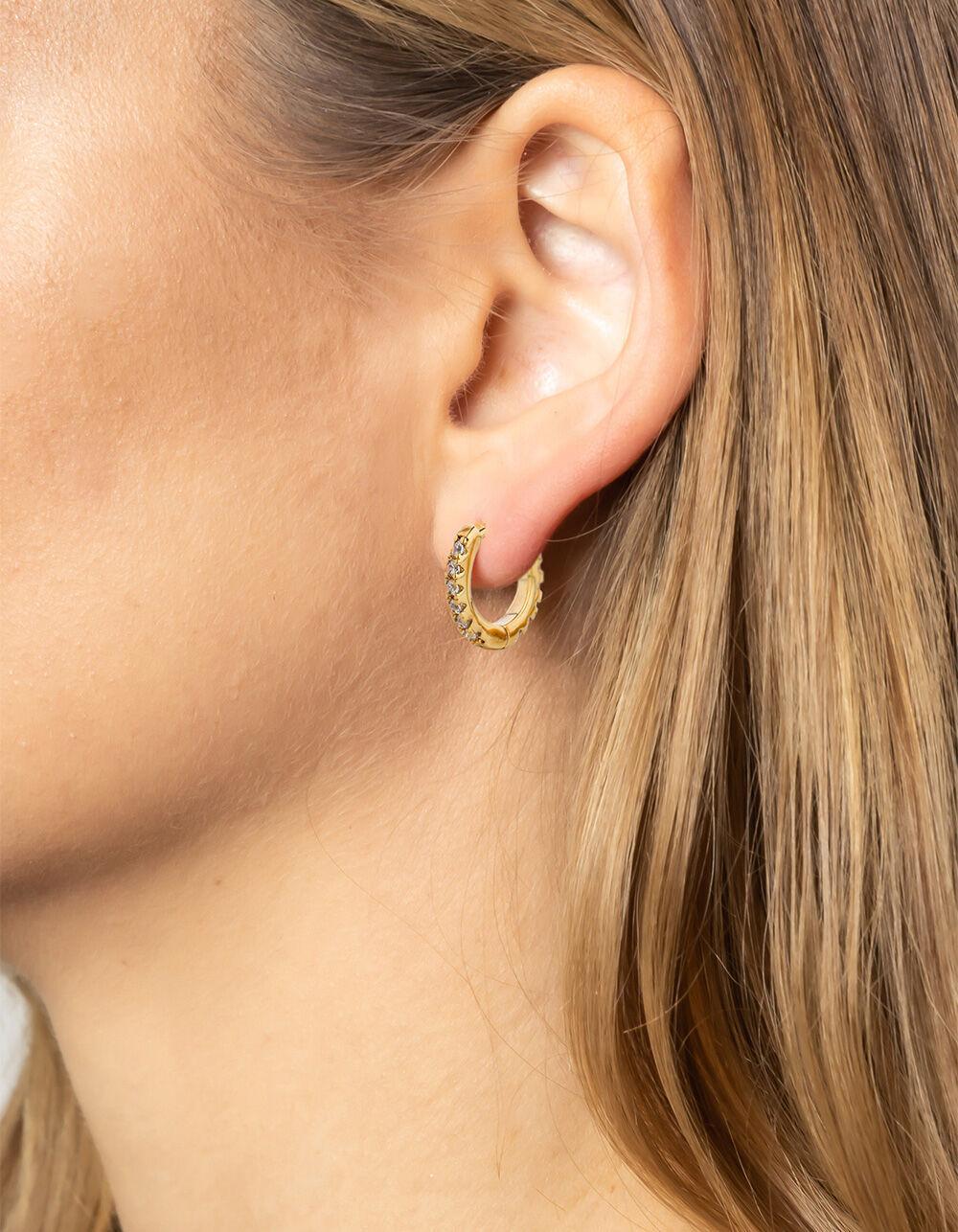 DO EVERYTHING IN LOVE 14K Gold Dipped Huggie CZ Hoop Earrings - GOLD Product Image