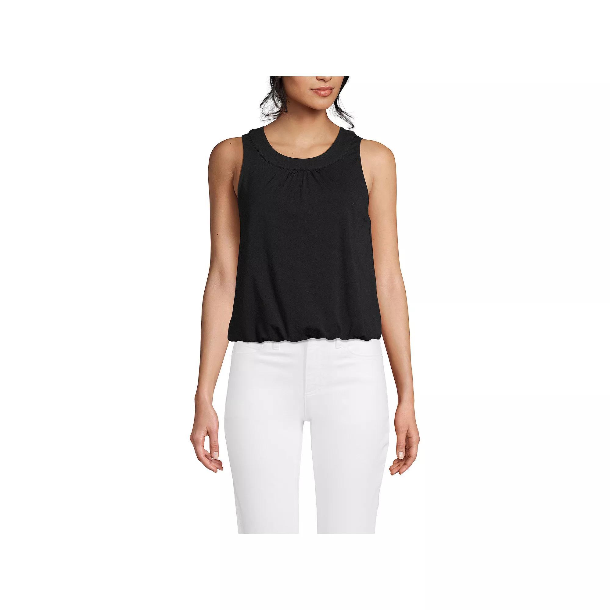 Women's Lands' End Lightweight Jersey Pleated Tank Top, Size: Small, Fresh Ivory Product Image