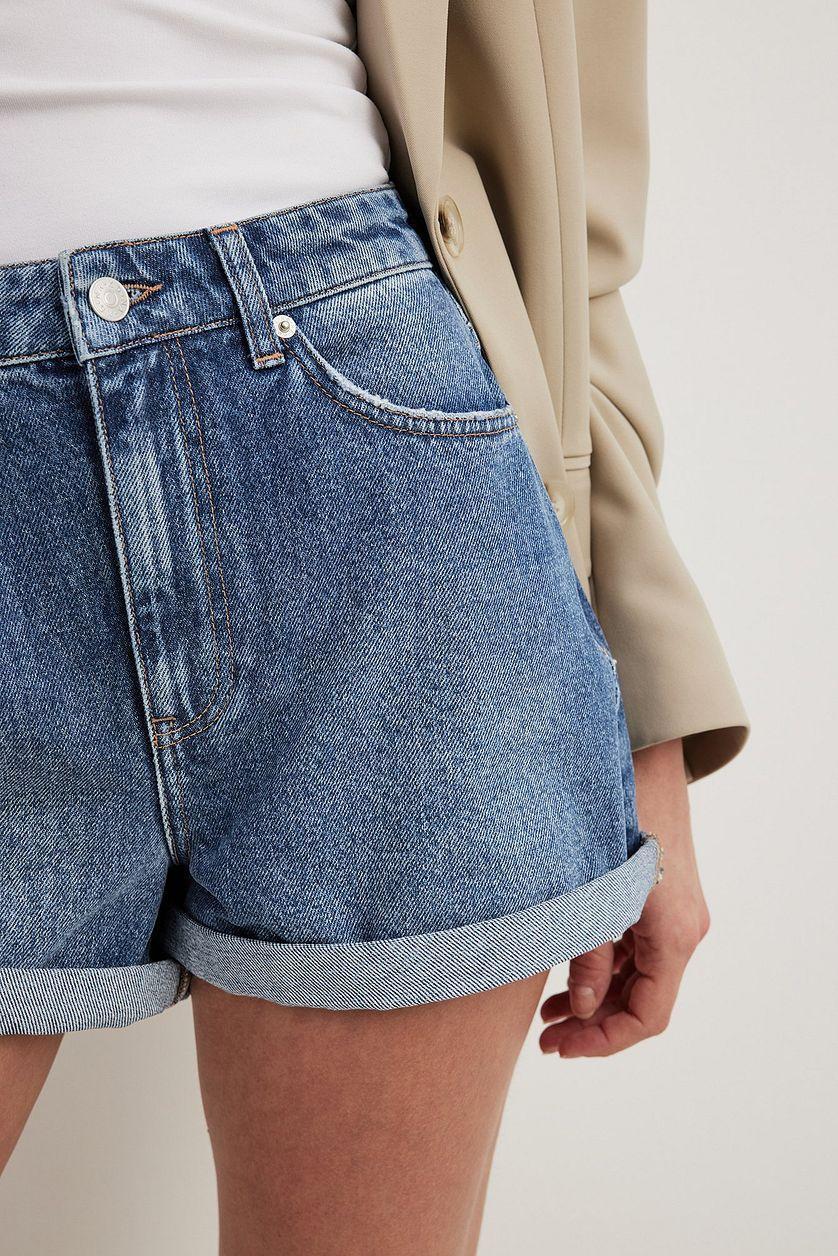 Fold Up Denim Shorts Black Product Image