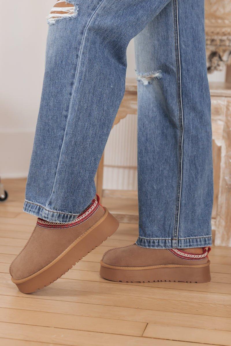 Tessa Camel Platform Cozy Slippers - FINAL SALE Product Image