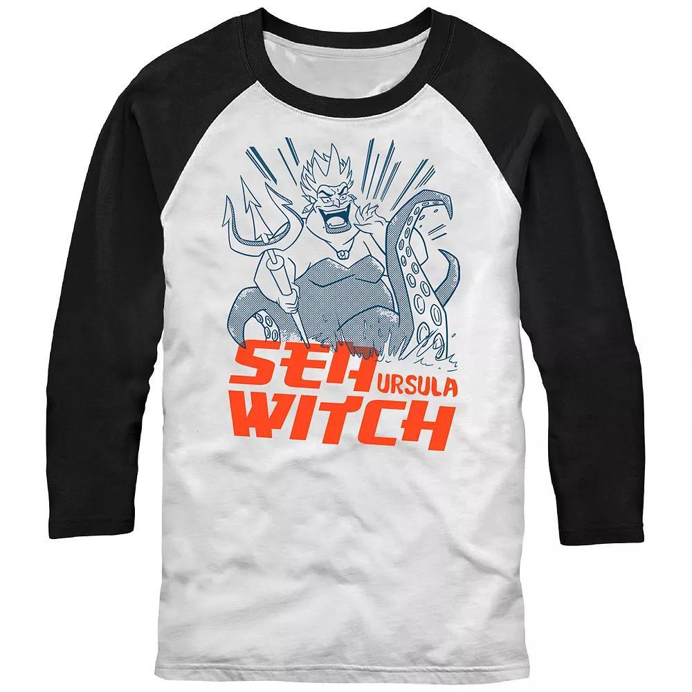 Disney's The Little Mermaid Men's Ursula Sea Witch Sketch Raglan Tee, Size: XL, White Black Product Image