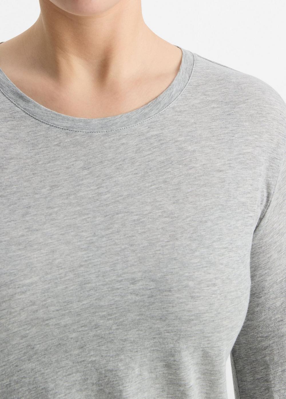 Womens Essential Long Sleeve Crew Neck T-Shirt, Heather Grey, Size XL Vince Product Image