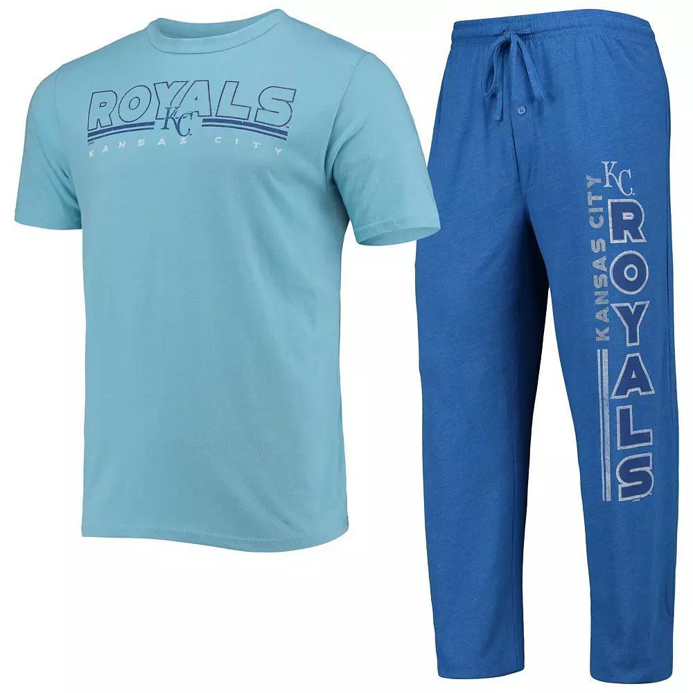 Men's Concepts Sport Royal/Light Blue Kansas City Royals Meter T-Shirt and Pants Sleep Set, Size: 2XL Product Image