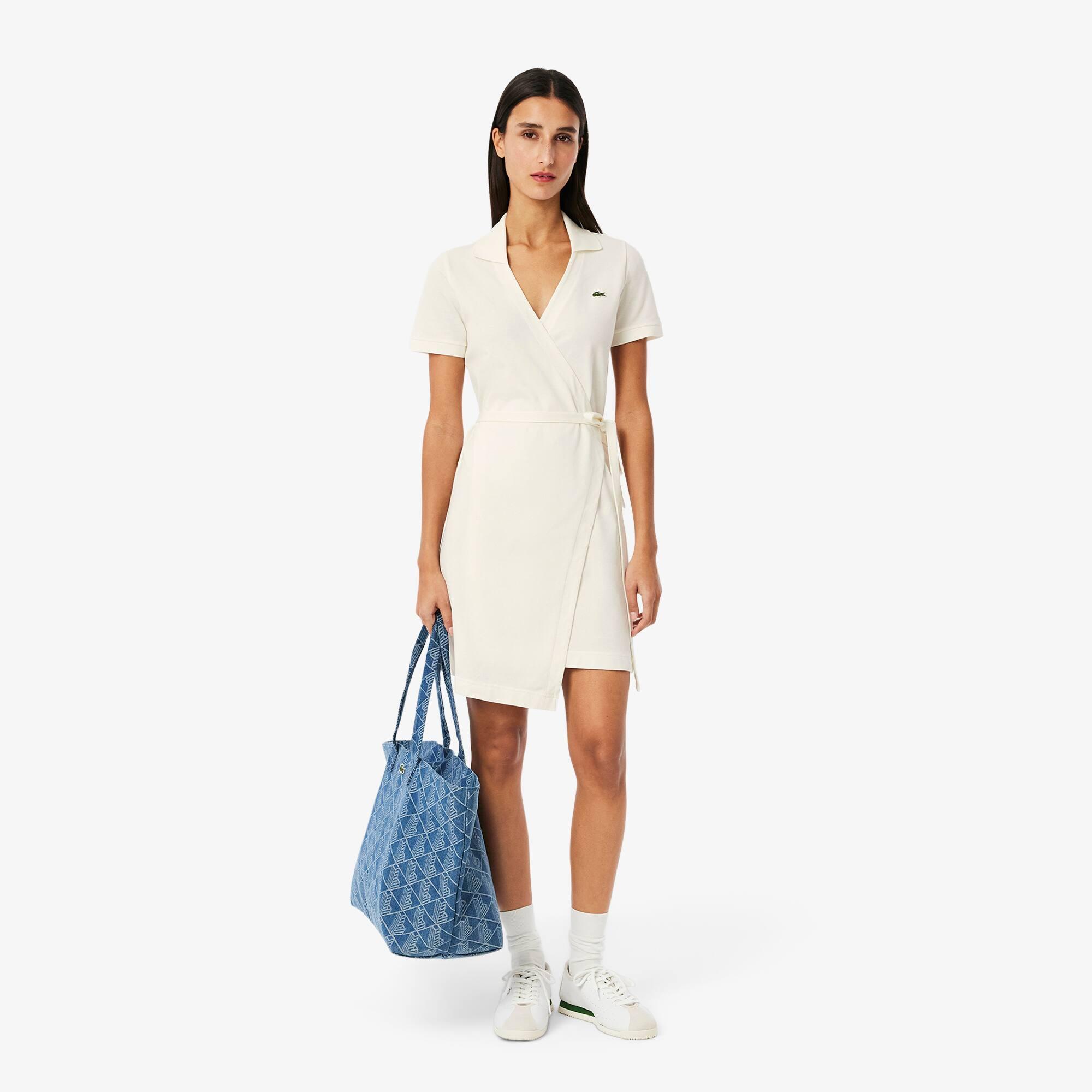 Stretch Mini Piqué Wrap Dress Product Image
