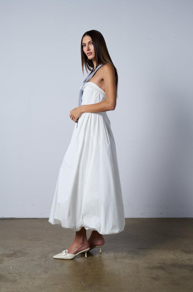 NOT YOUR BOYFRIENDS SHIRT POPLIN MIDI DRESS WITH TIE Product Image