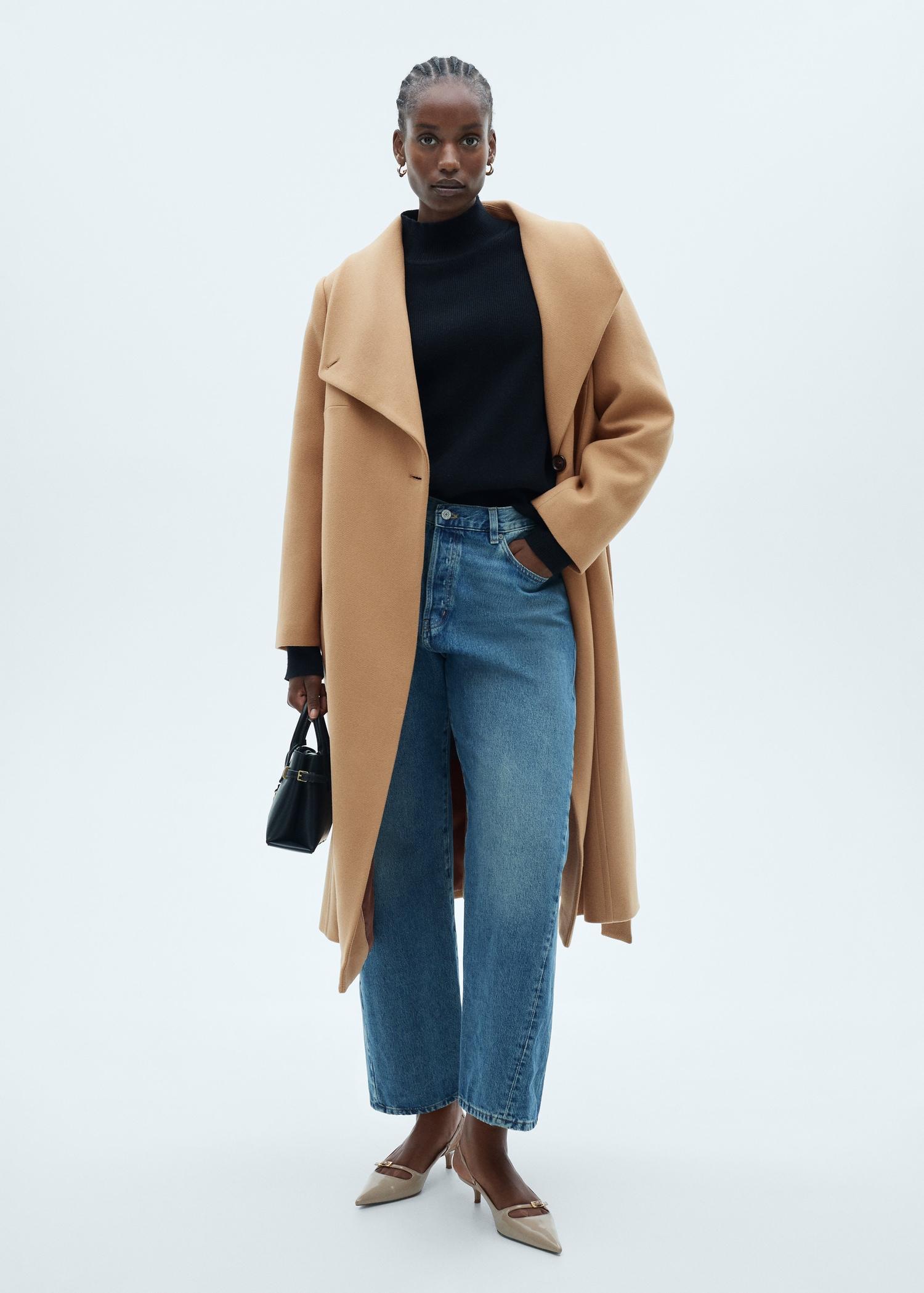 Manteco wool coat with belt - Women | MANGO USA Product Image