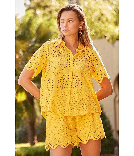 Skies Are Blue Coordinating Eyelet Scallop Hem Shorts Product Image