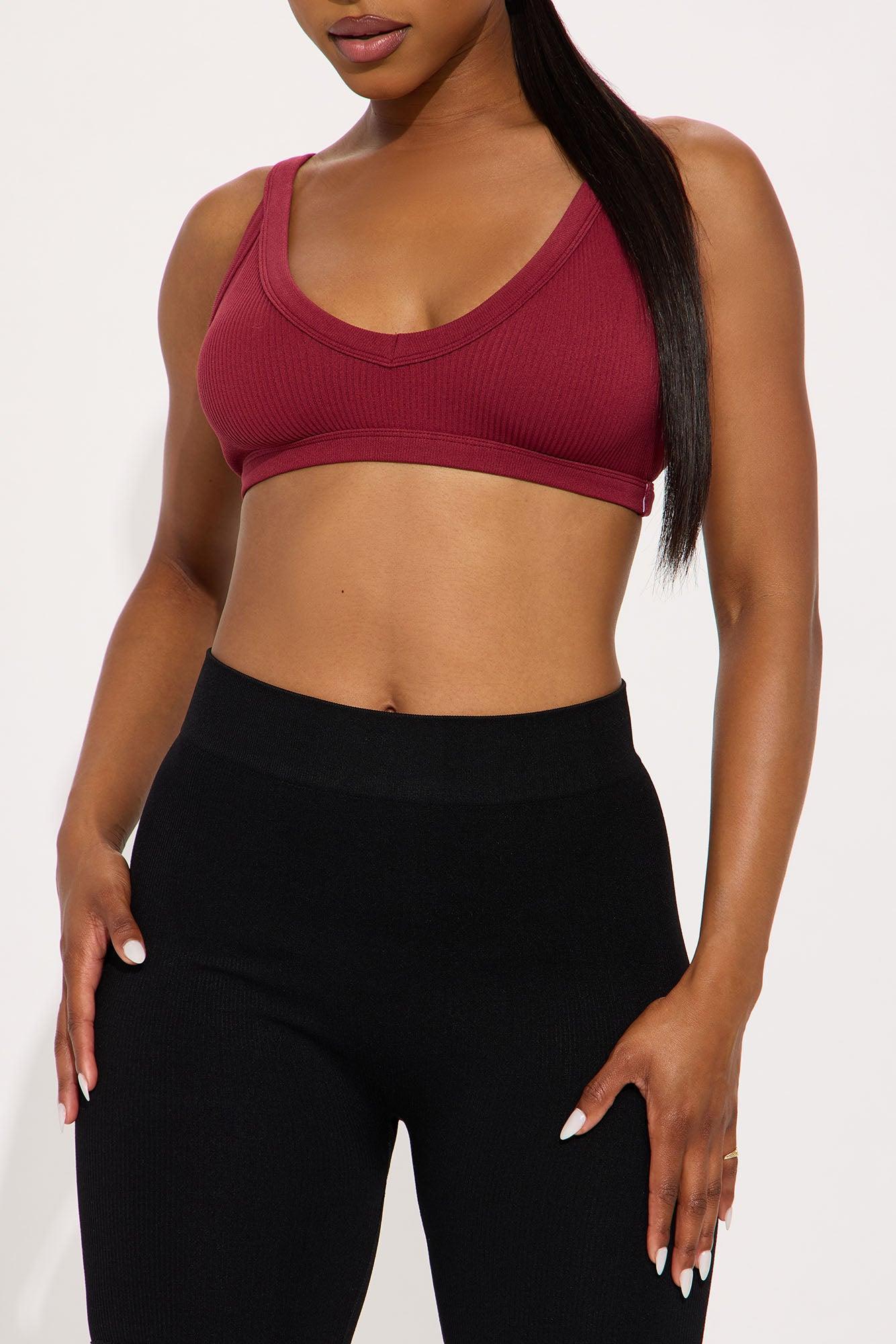 Tlalli Seamless Bra Top - Burgundy Product Image