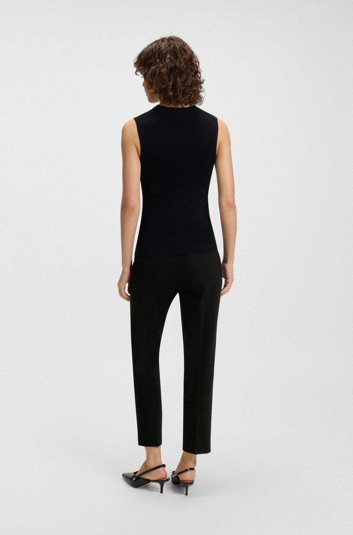 BOSS - Slim-fit pants in micro-structured stretch fabric - Black Product Image