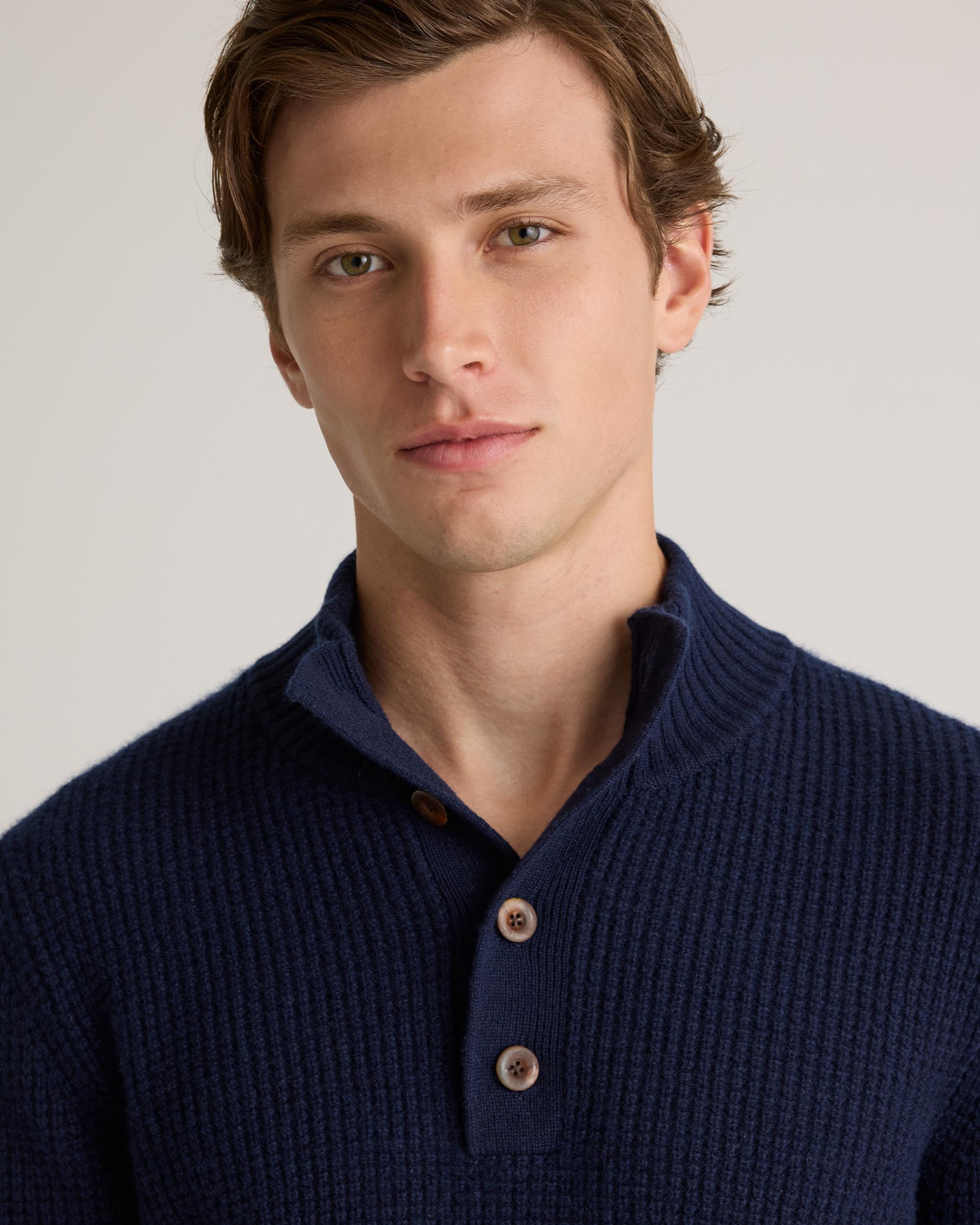 Quince | Men's Mongolian Cashmere Waffle Quarter Button Sweater Product Image
