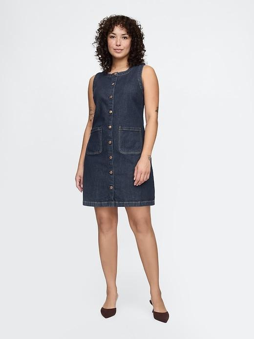 Denim Mini Shift Dress Product Image