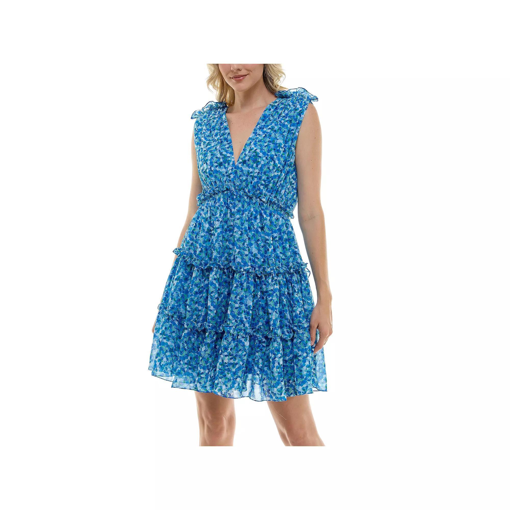 Women's Taylor Dress Printed Emilia Chiffon Dress, Size: 2, Blue Green Product Image
