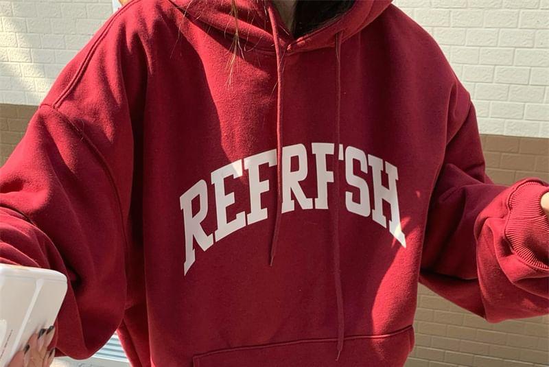 Lettering Loose Fit Hoodie Product Image