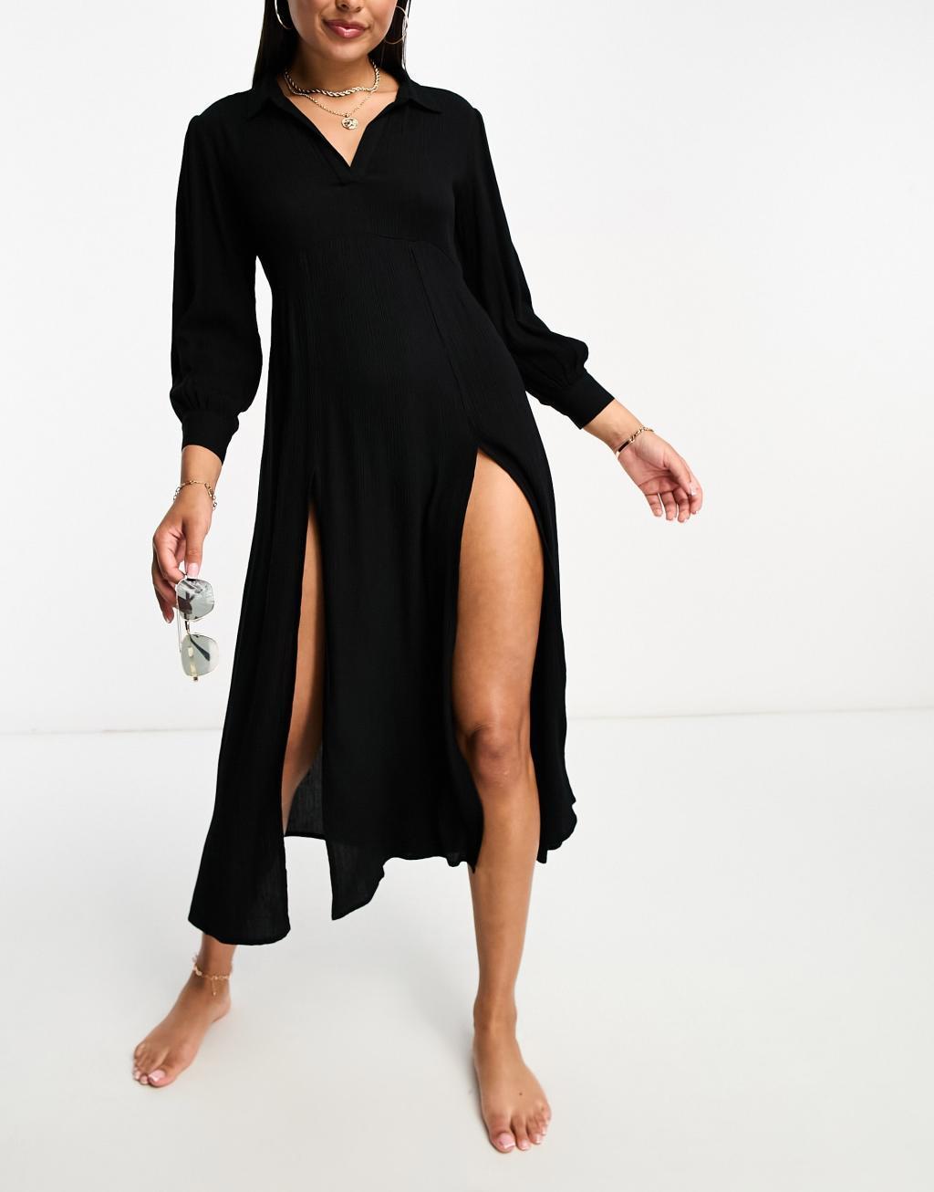 Iisla & Bird maxi shirt beach summer dress with splits Product Image
