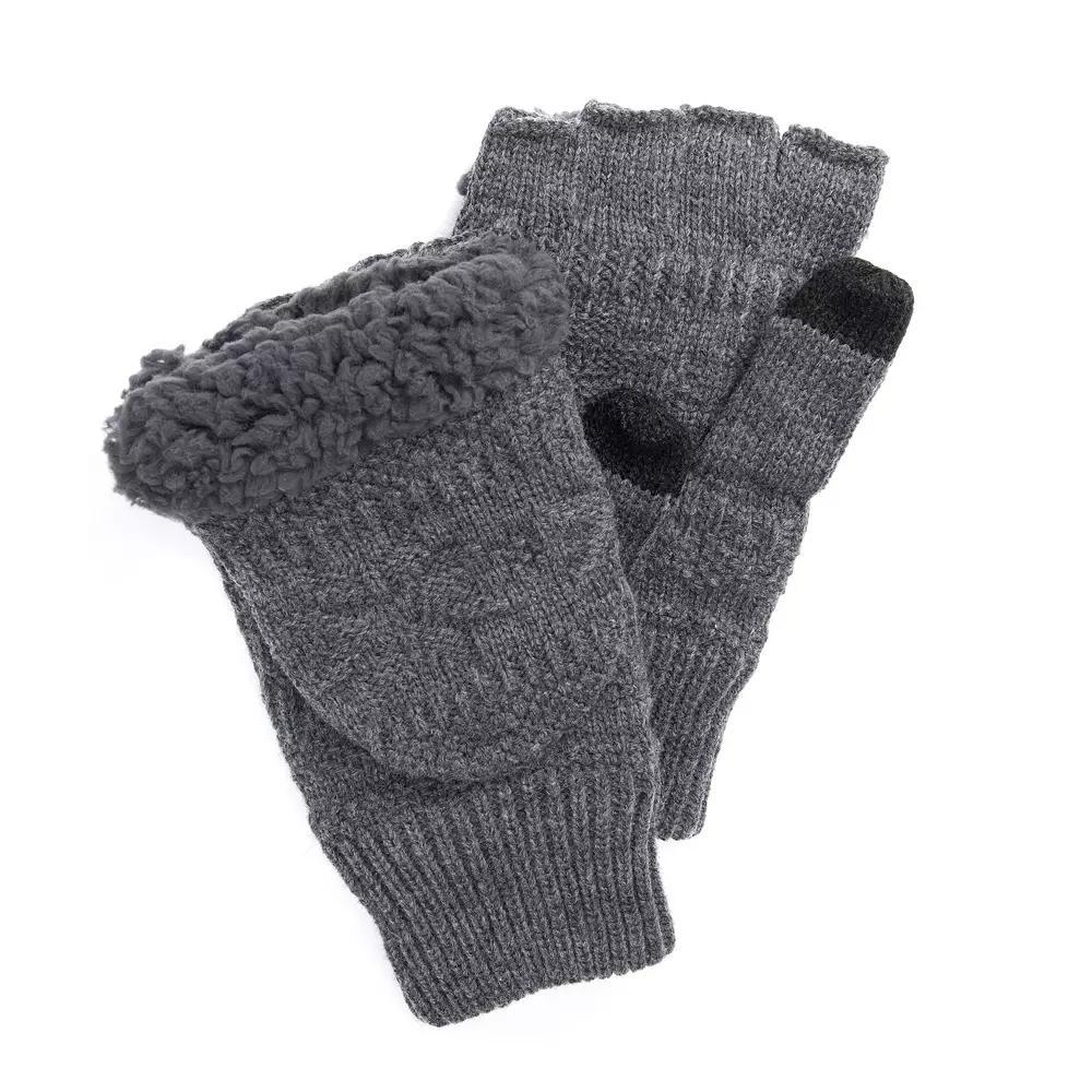 Mens MUK LUKS Fairisle Sherpa-Lined Convertible Flip-Top Mittens Product Image