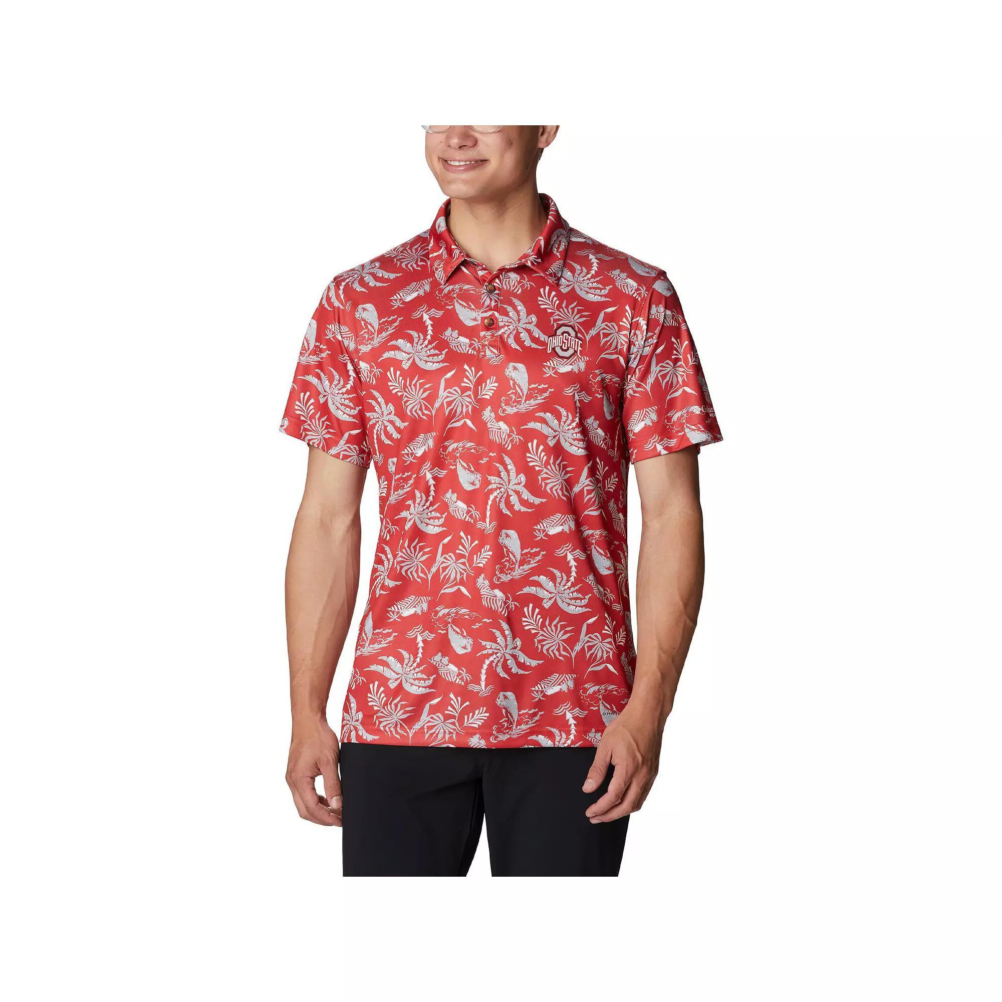 Men's Columbia Scarlet Ohio State Buckeyes Super Terminal Tackle Omni-Shade Polo, Size: Small, Red Product Image