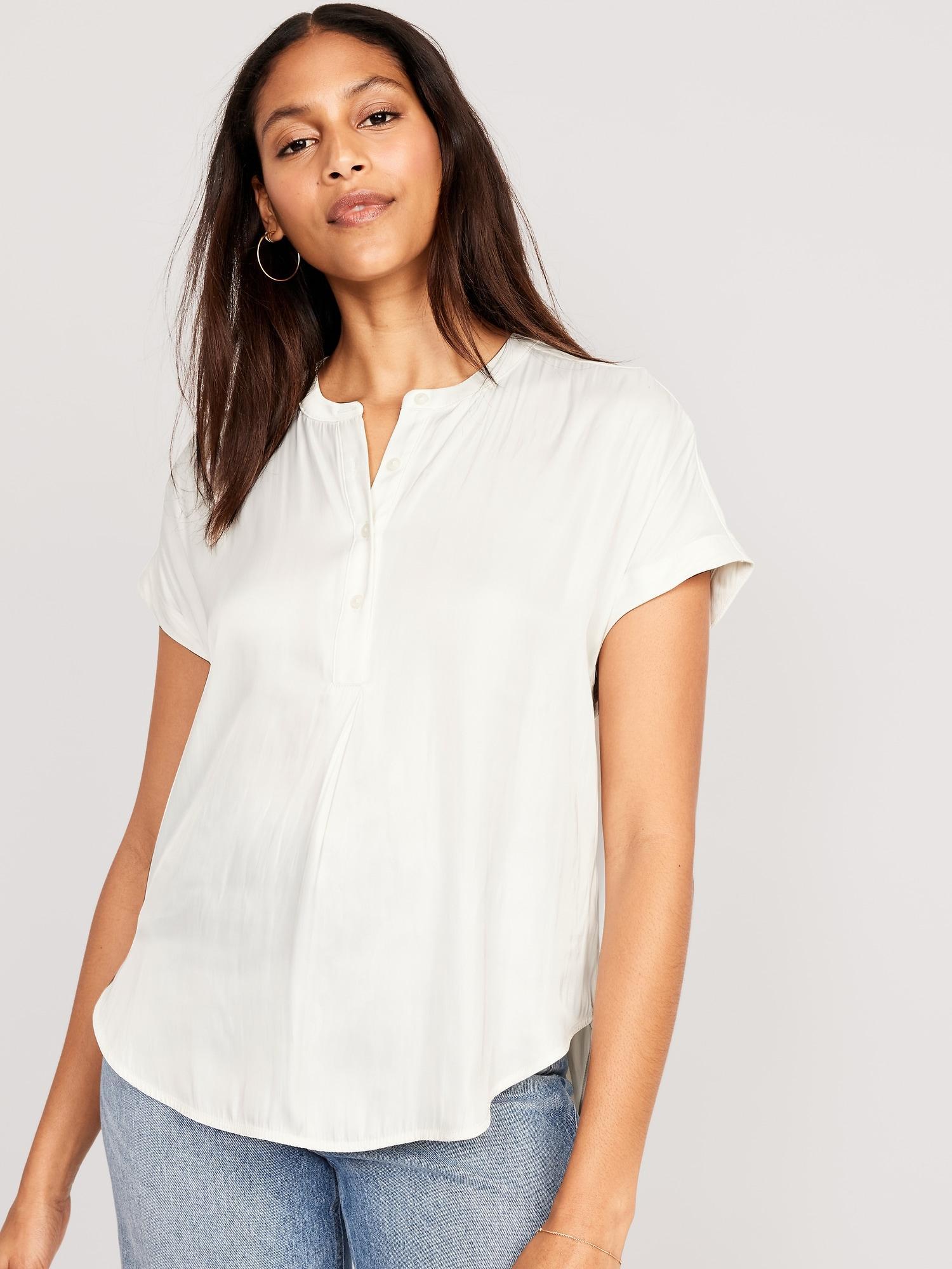 Dolman-Sleeve Satin Shirt Product Image
