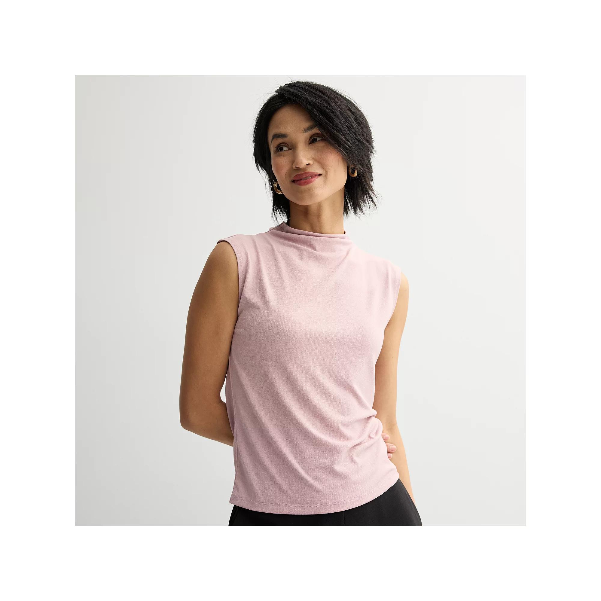 Women's Nine West Drape Mockneck Shell Top, Size: XXL, Washed Purple Product Image