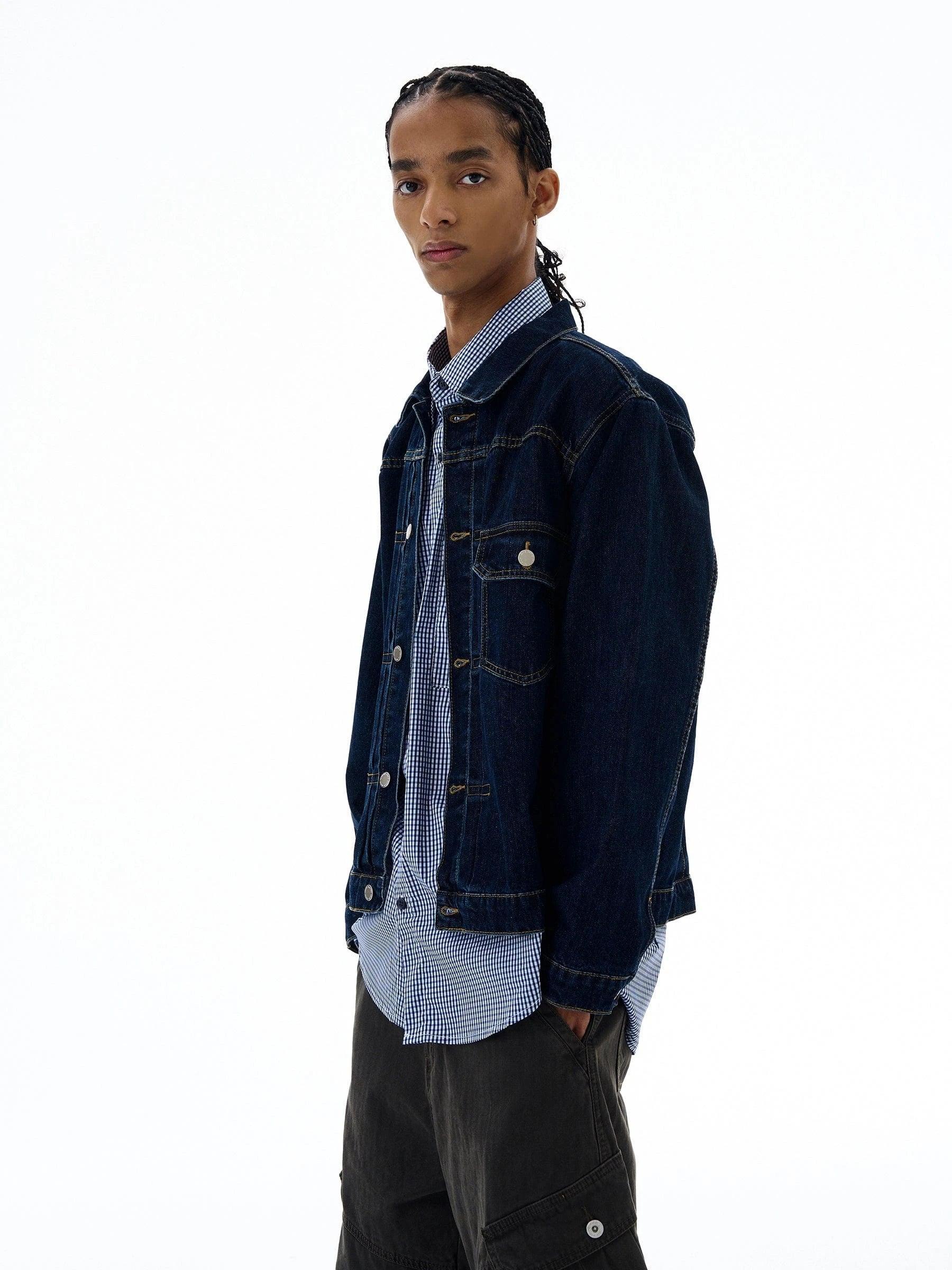 RT No. 19534 NAVY BLUE STITCHED DENIM JK Product Image