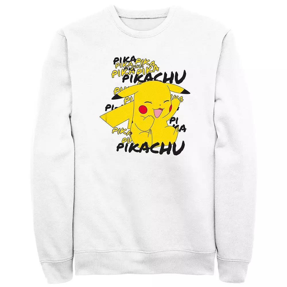 Men's Pokemon Pikachu Laughing Fleece Sweatshirt, Size: XL, White Product Image