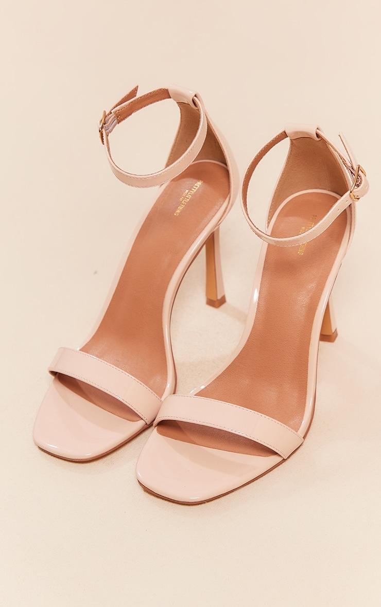 Nude Pu Wide Fit Square Toe Barely There High Heeled Sandals Product Image