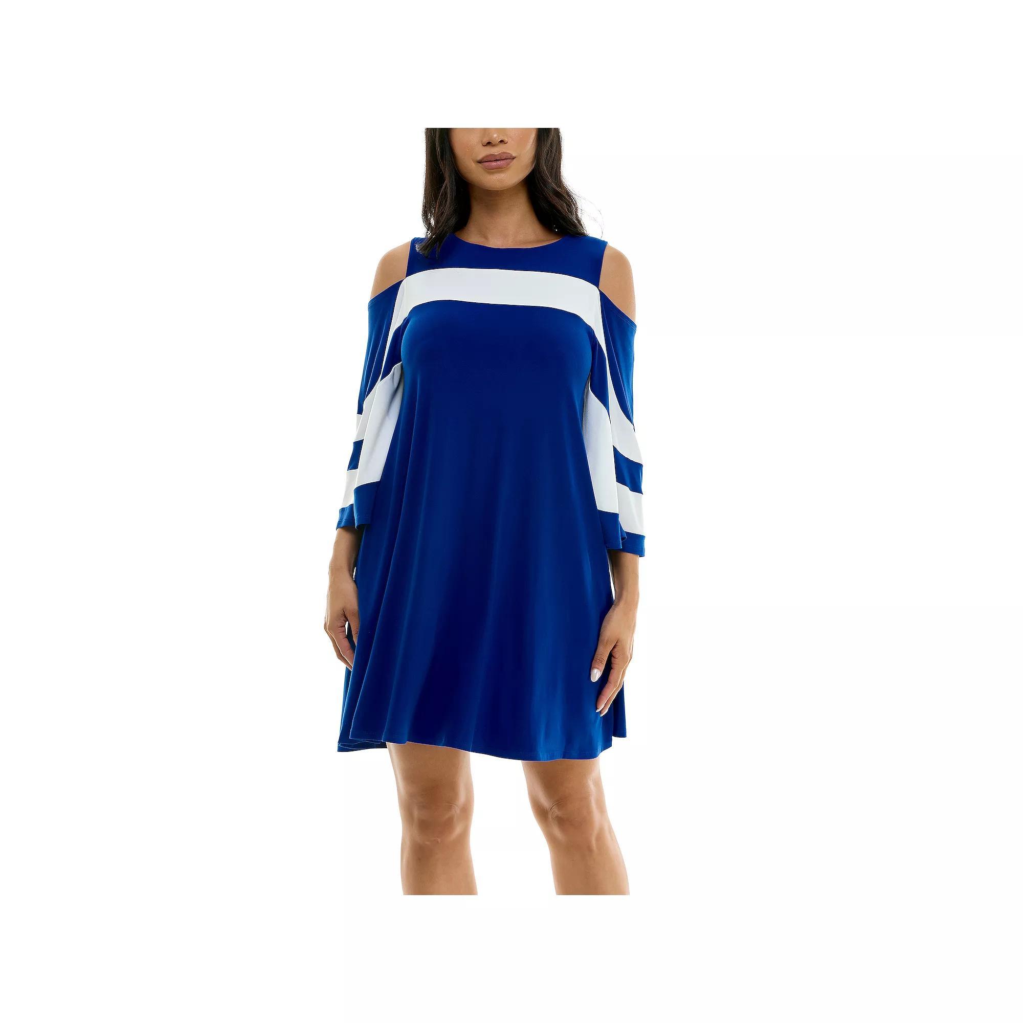 Women's Nina Leonard Draped Sleeve Cold-Shoulder Dress, Size: XL, Deep  Ivory Product Image