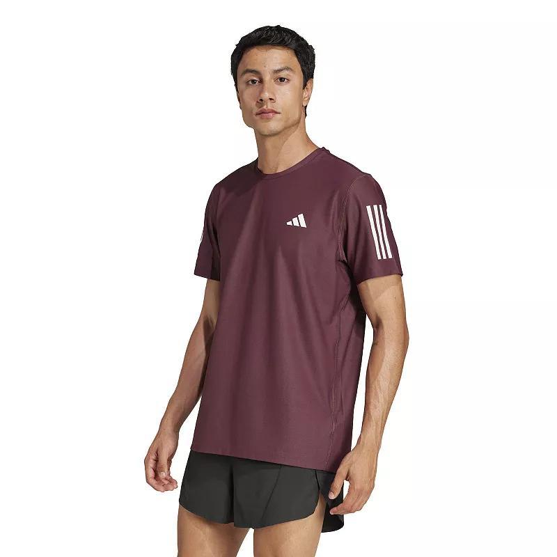 Mens adidas Own The Run Short Sleeve Tee Aurora Red Product Image
