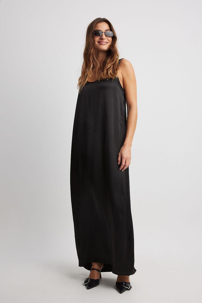Satin U-Neck Maxi Dress Product Image