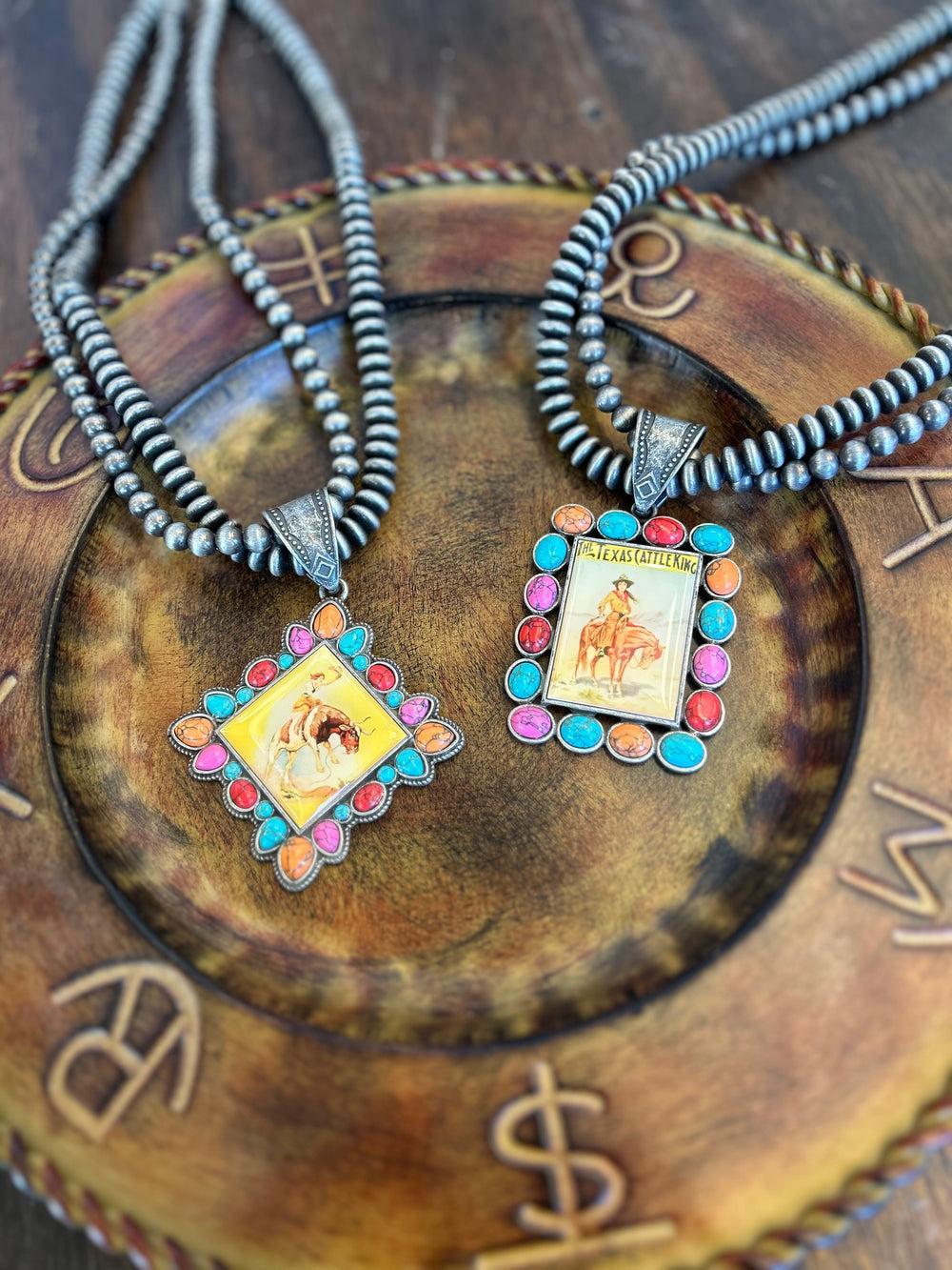 2 Strand Navajo Inspired Beaded Vintage Pendant Necklace Product Image