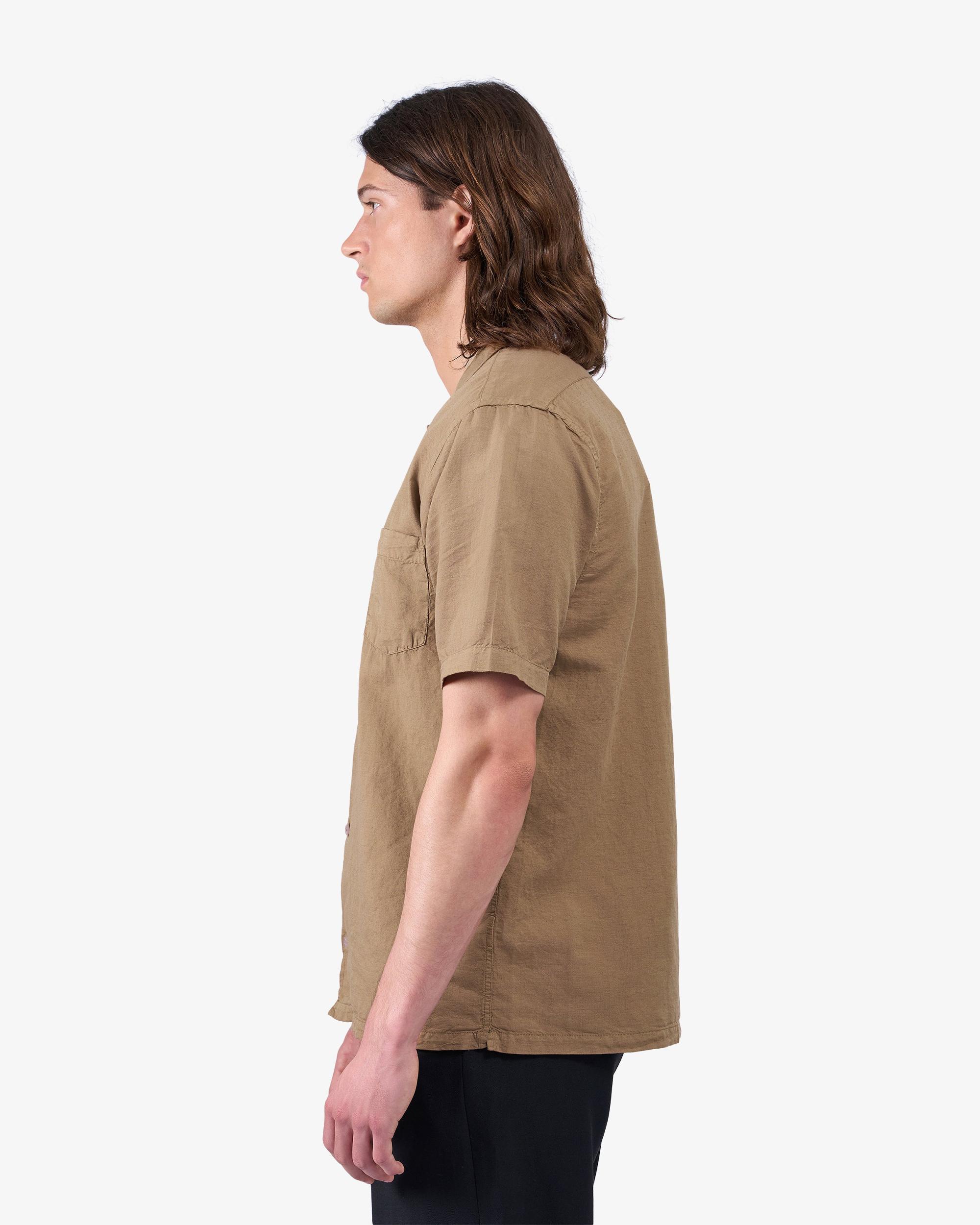 Linen Short Sleeved Shirt - Lava Grey Product Image