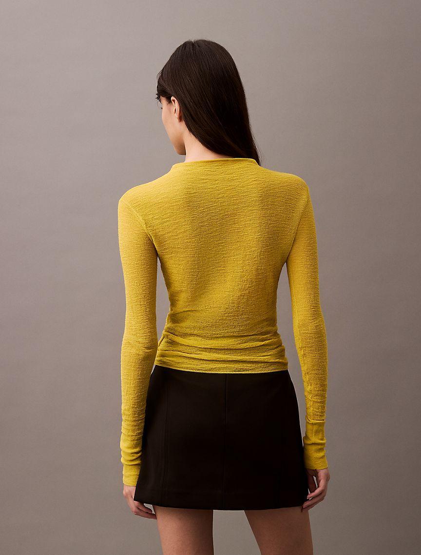 Textured Slim Mock-Neck T-Shirt Product Image
