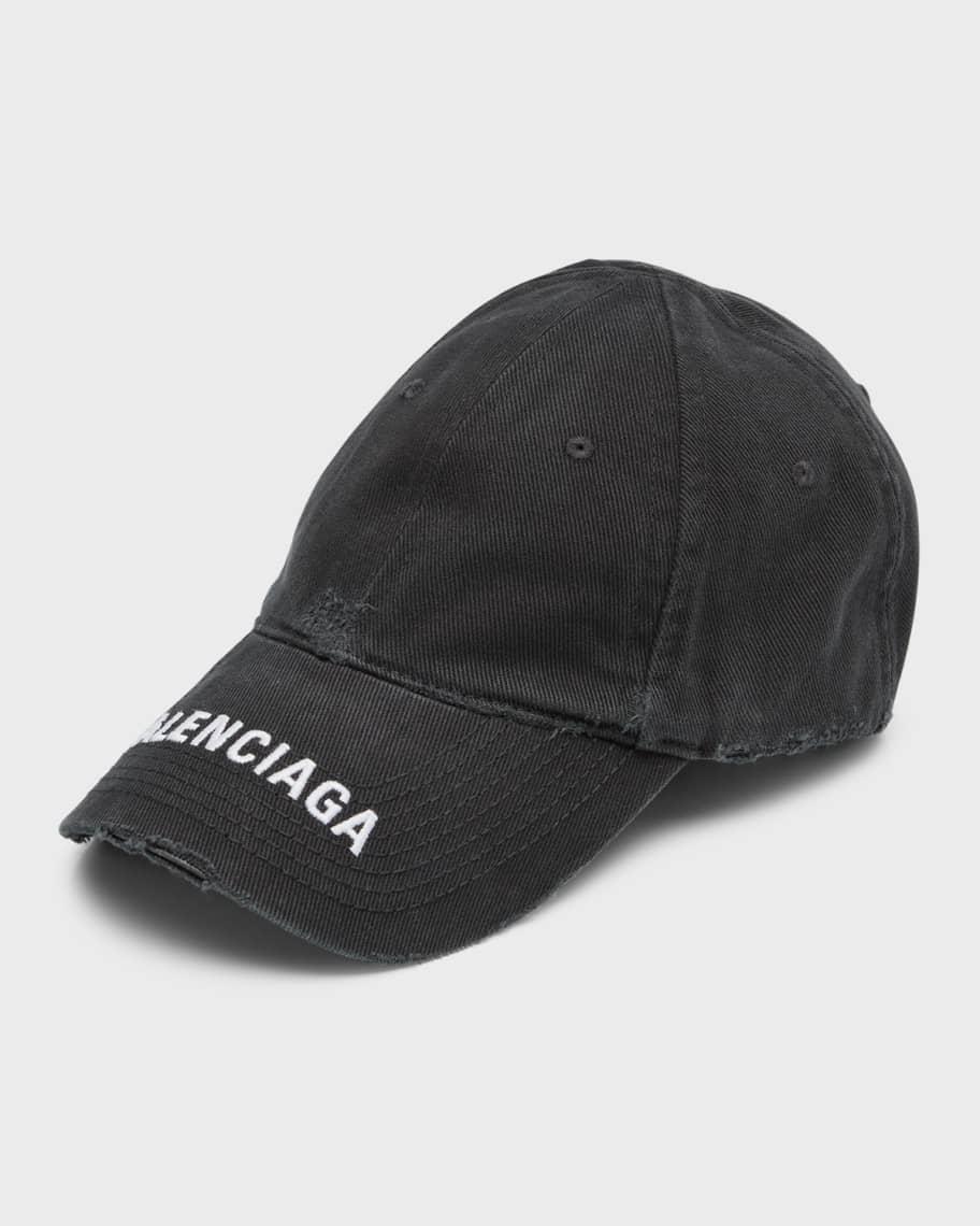 Mens Balenciaga Distressed Denim Baseball Cap Product Image
