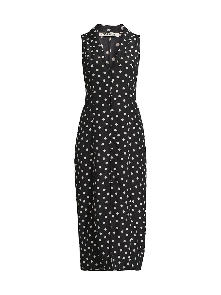 Womens Ikal Polka Dot Midi-Dress Product Image