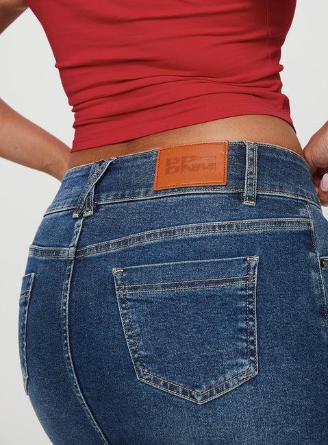 Faya Low Rise Denim Mini Skirt Dark Blue Product Image