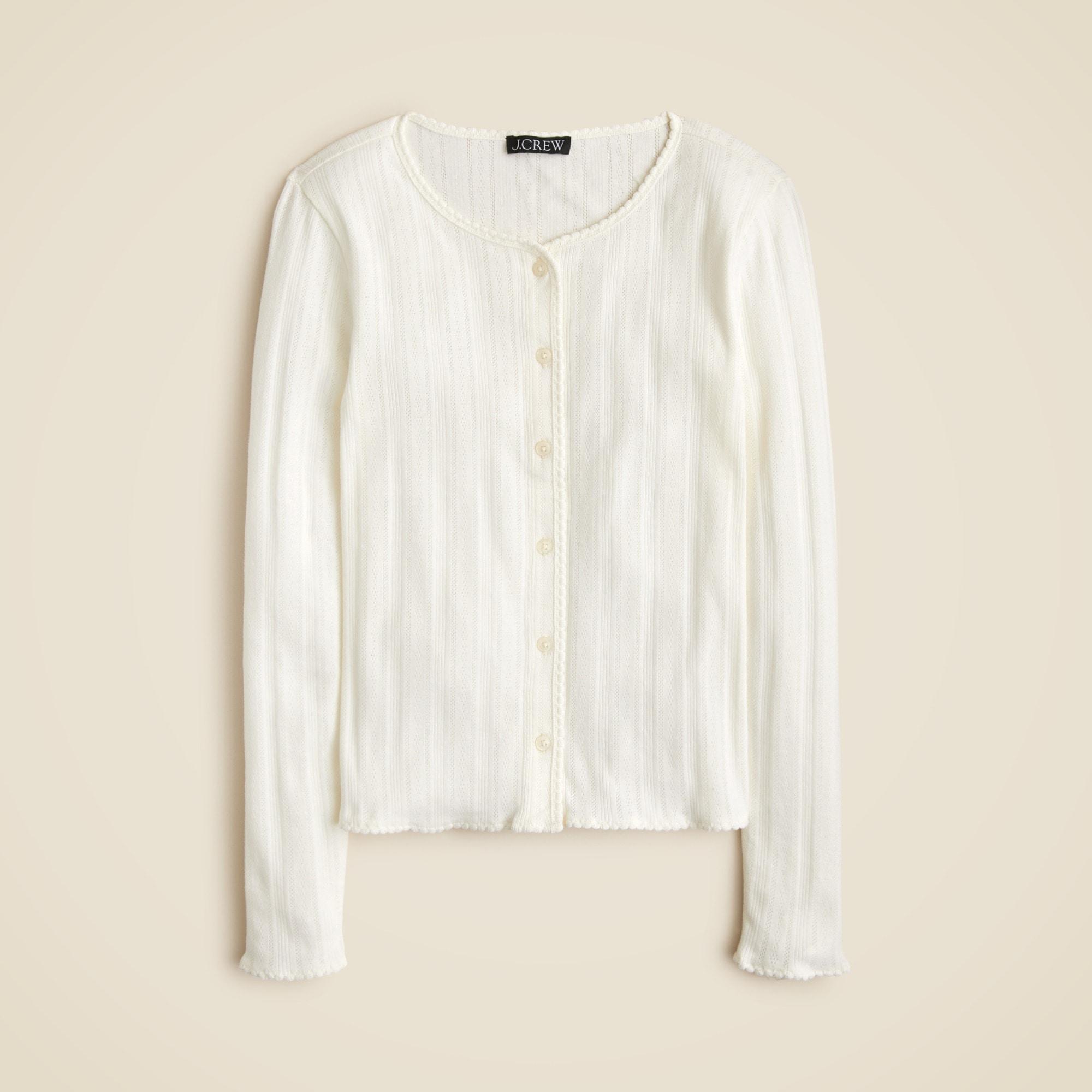 Pointelle crewneck cardigan Product Image