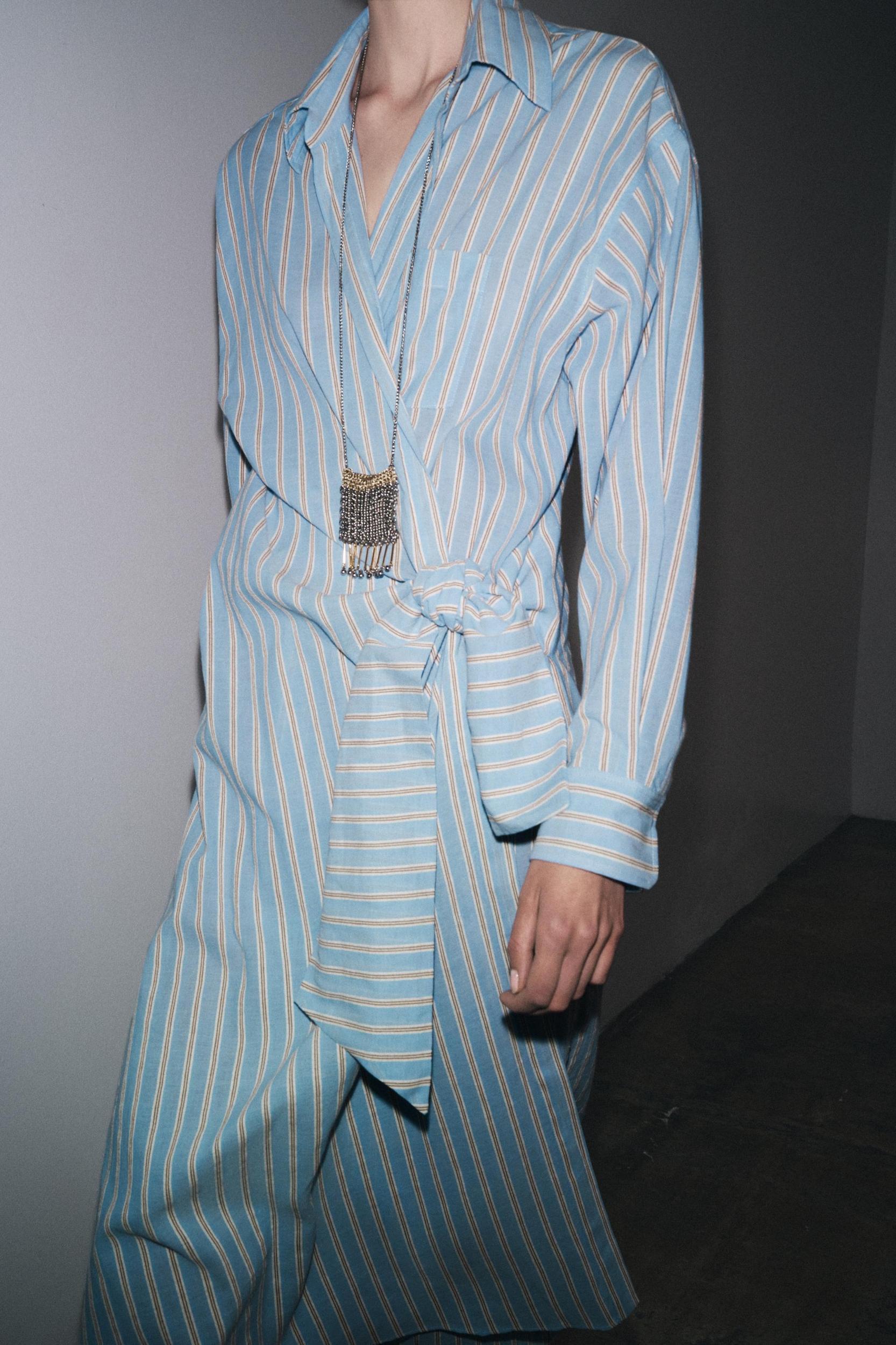 STRIPED WRAP DRESS ZW COLLECTION Product Image