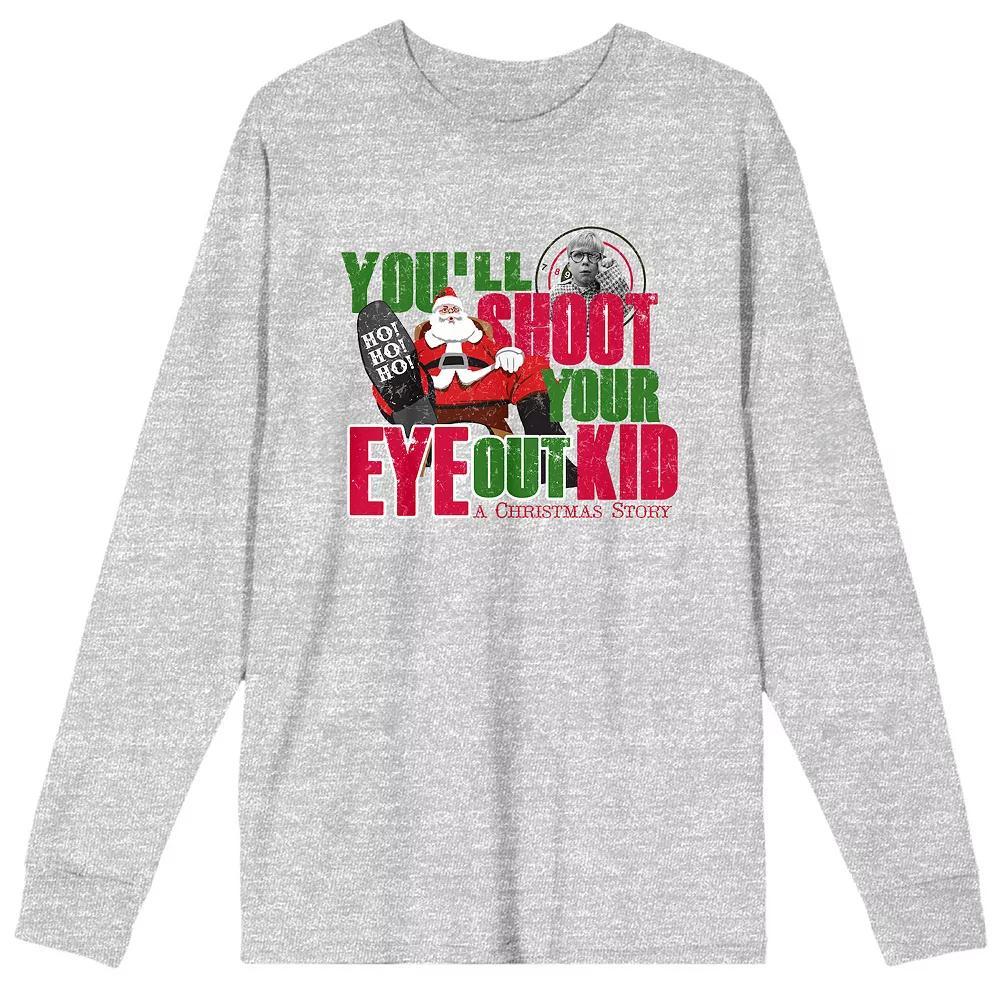 Men's A Christmas Story You'll Shoot Your Eye Out Long Sleeve Tee, Size: Small, Grey Product Image