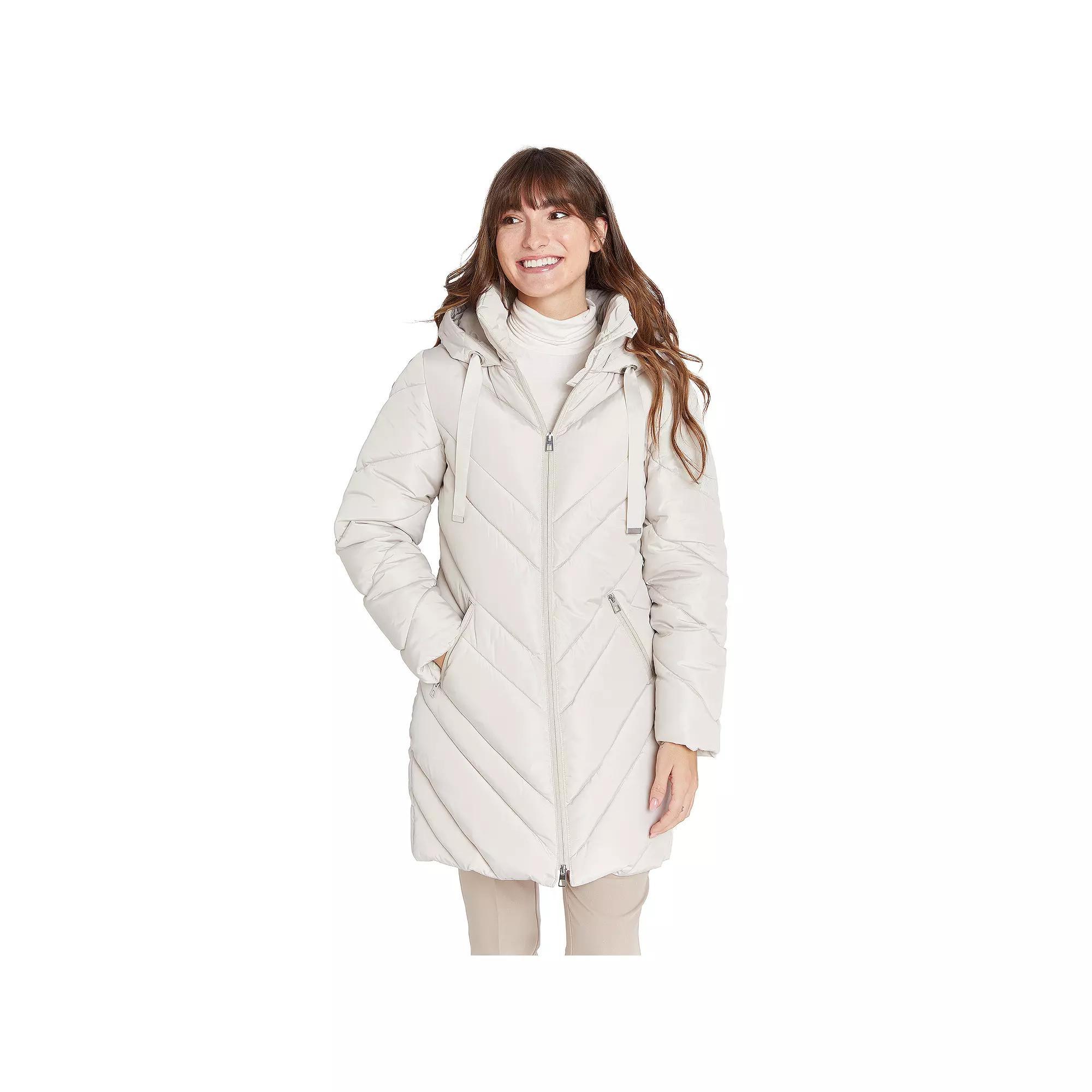 Women's Nine West Chevron Quilted Puffer Jacket, Size: Small, Black Product Image