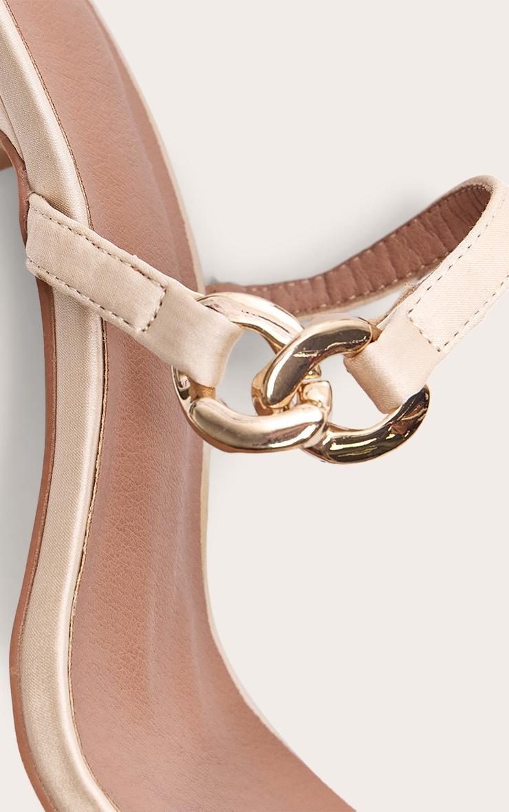 Champagne Wide Fit Satin Square Toe Linked Buckle Heeled Mules Product Image
