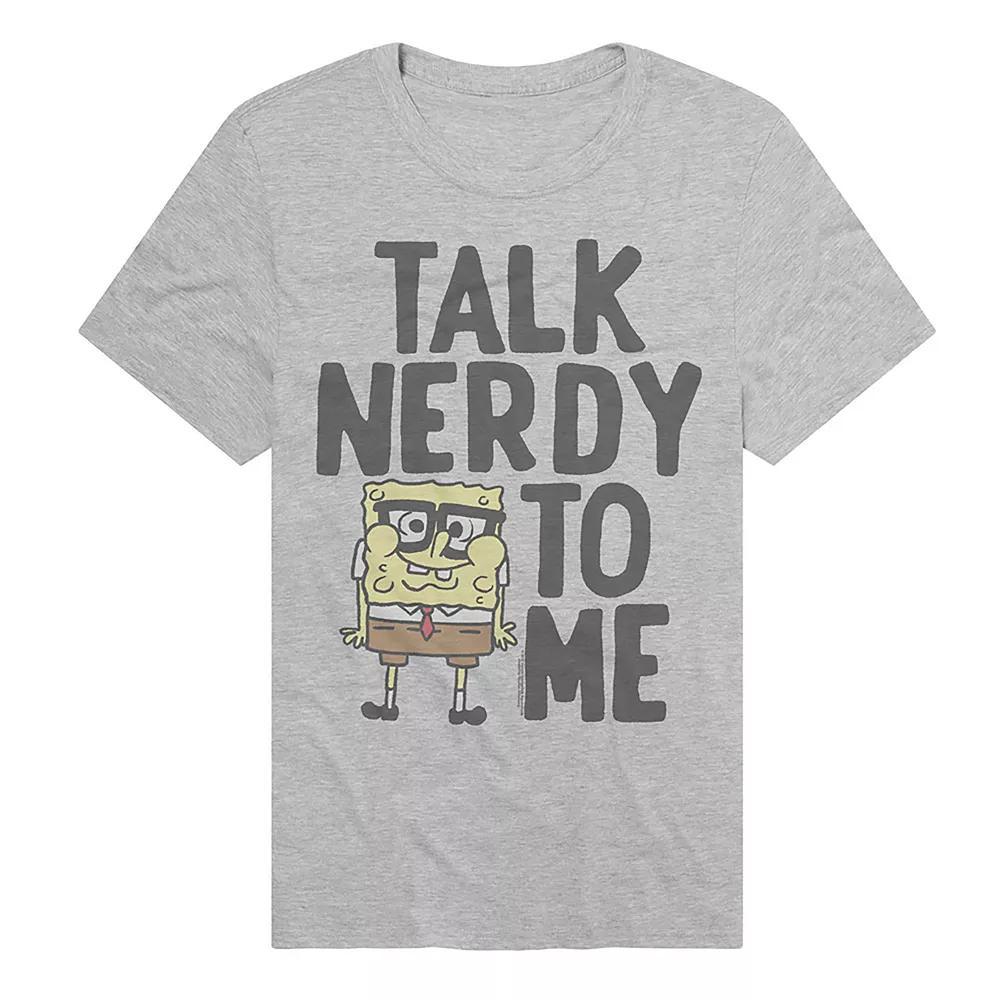 Men's SpongeBob SquarePants Talk Nerdy To Me Graphic Tee, Size: Small, Athletic Grey Product Image