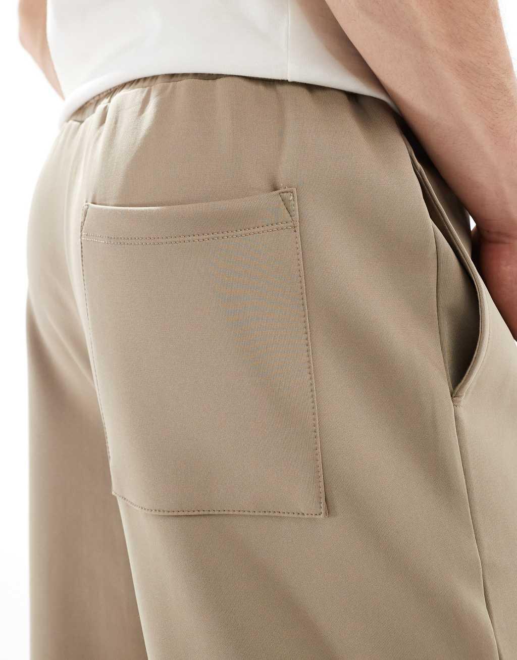 ASOS DESIGN tapered scuba sweatpants in greige Product Image